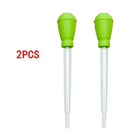 2pcs Turkey Baster, Classic Baster with Clear Tube, BPA Free Cooking Syringe, Oil Suction Tube, 11 Inch Bulb Basters with Measuring Lines, Basting Perfect for Cooking , Tender Meat (Green)