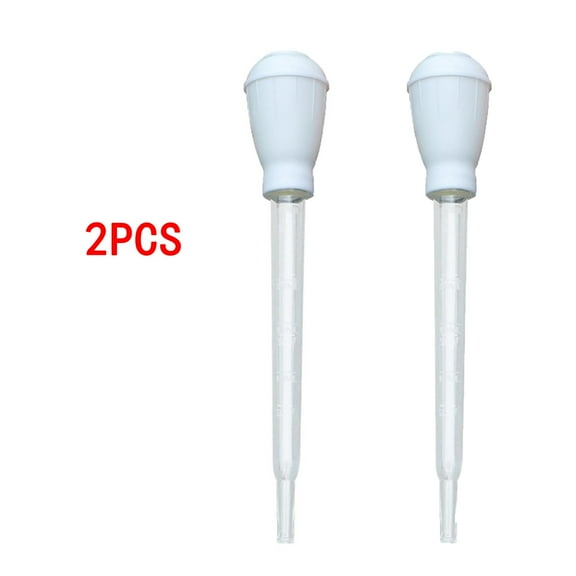 2pcs Turkey Baster, Classic Baster with Clear Tube, BPA Free Cooking Syringe, Oil Suction Tube, 11 Inch Bulb Basters with Measuring Lines, Basting Perfect for Cooking , Tender Meat (White)