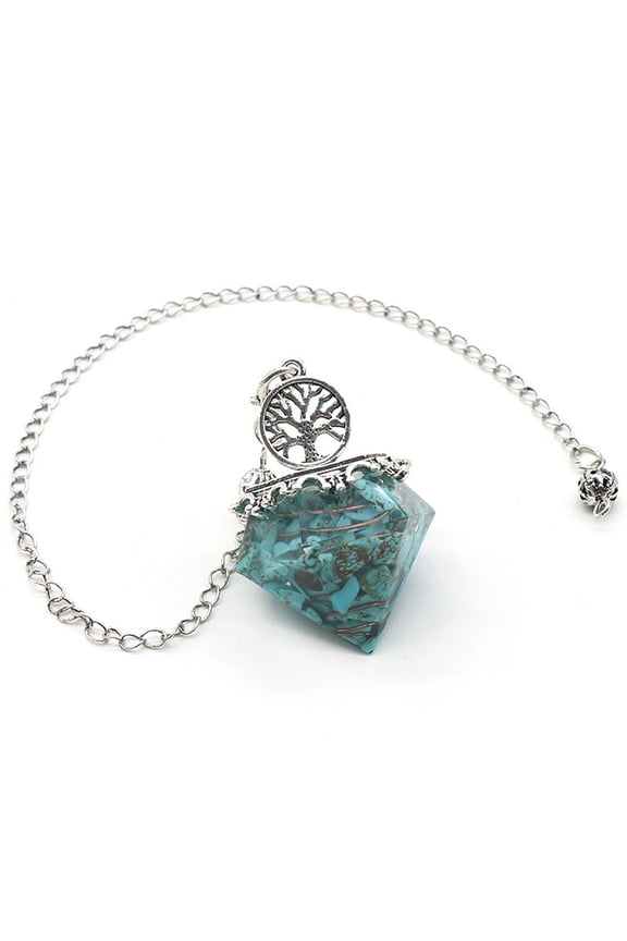 2pcs Turquoise Chip & Resin Dowsing Pendulum Big Pendants with Metal Tree of Life Charm 290mm