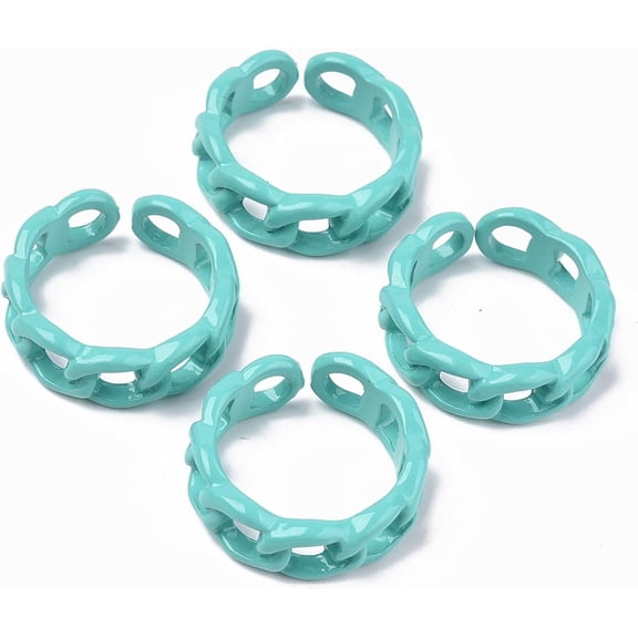 2pcs Turquoise Colour Spray Paint Alloy Open End Rings Fashionable and Inner Diameter 17.5mm Suitable for womens Suitable for Gifts Making DIY
