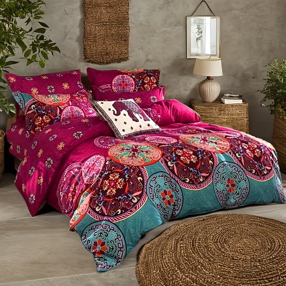 2pcs Twin Bohemian Style Comforter Set Quilt Set, Including 1 Quilt And 1 Pillowcase, Suitable For All Seasons, Stylish And Comfortable, Skin-friendly, The Perfect Choice For A Gift