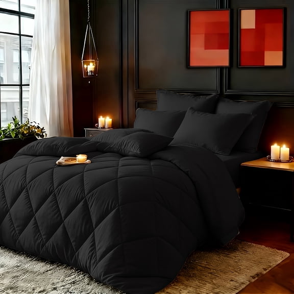2pcs Twin Comforter Set - Cozy All-Season Comforter Set with 1 Comforter And 1 Pillowcase. Features a Box Stitch Design, Hotel-Quality, Machine Washable
