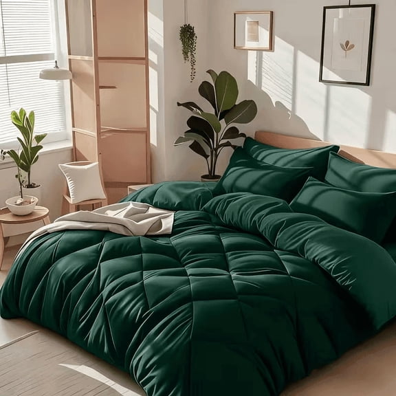 2pcs Twin Comforter Solid Color Rhombus Grid Bedding Soft, Comfortable, Fluffy Filling Lightweight Breathable Fabric