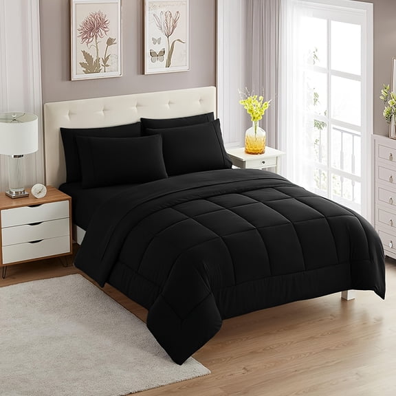 2pcs Twin Size Solid Color Hotel-Style Premium Lightweight Comforter Set with Pillowcases