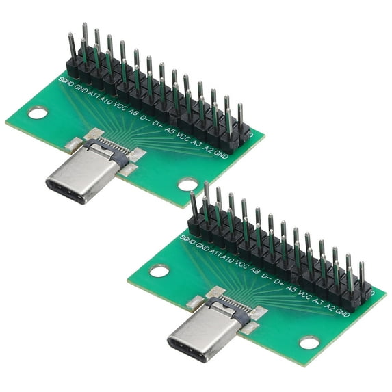 2pcs Type C Male USB 3.1 26Pin Test PCB Board Adapter Double Sided Socket with Pin Header Connector