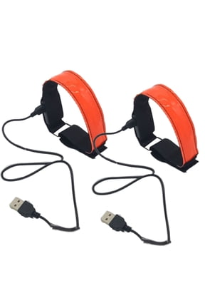 2pcs USB Rechargeable Illuminated Bracelet with Lighted Wrist Strap