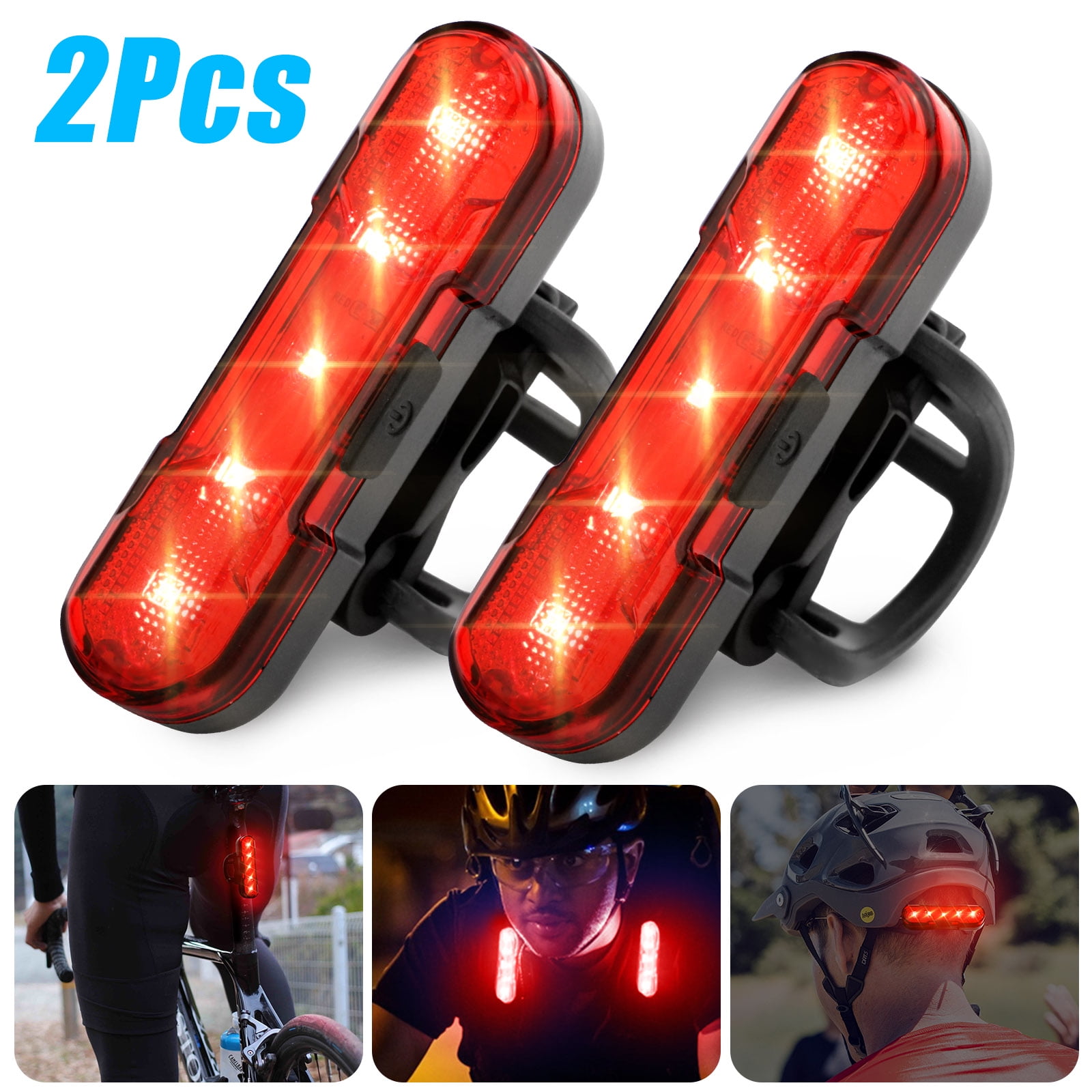 2pcs USB Rechargeable LED Bike Tail Light, EEEkit Bright Bike Tail Lights Rear Bike Back Lights