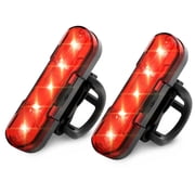 2pcs LED Bike Tail Lights, TSV USB Rechargeable Bright Bicycle Rear Lights with 4 Modes, Red