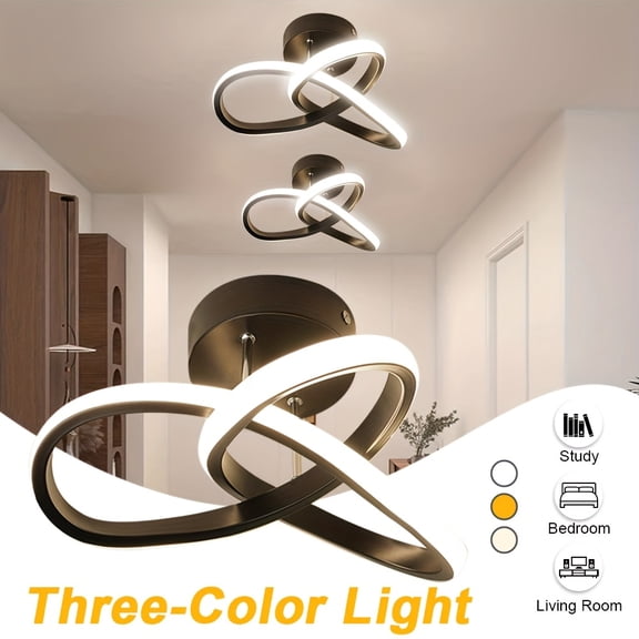 2pcs Ultra Bright LED Ceiling Lights - 3-Color Temperature Adjustable, Modern Nordic Semi-Embedded Fixtures for Kitchen Living Room Bedroom Bathroom