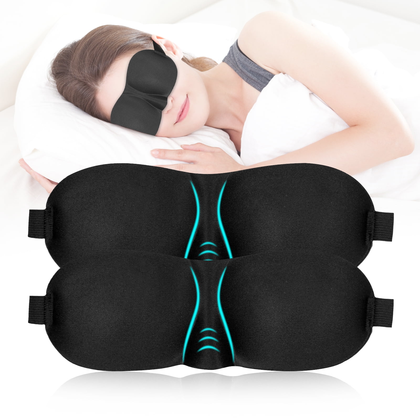 WELLDAY Sleep Mask Cute Cats Night Eye Shade Cover Soft Comfort Blindfold  Blockout Light Adjustable Strap