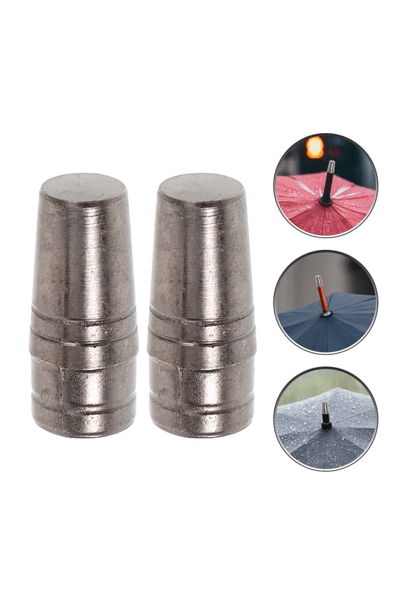 Homoyoyo 2-Pack Black Metal Umbrella Tip Covers, Scratch Resistant Replacement Caps for Rainy Day Umbrellas