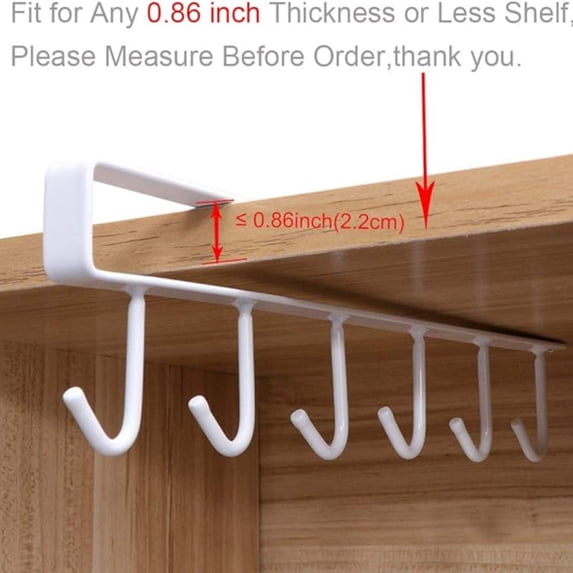 2pcs Under Shelf Mug Rack - Drilling Coffee Cups Holder, Key Ties Belts ...