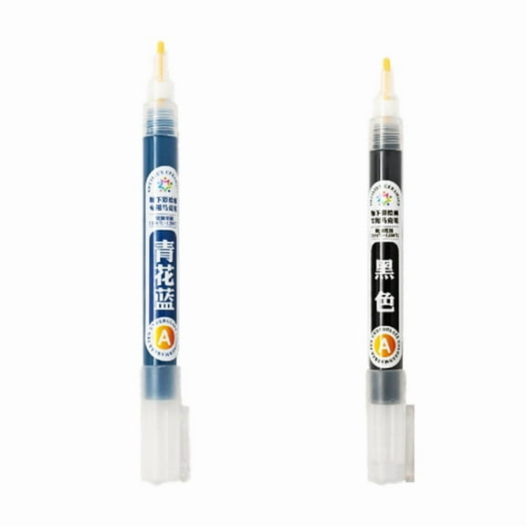 2pcs Underglaze Pen for Ceramics Underglaze Permanent Porcelain Colored Writing Pen for Under Ceramic Pottery,Black,Blue
