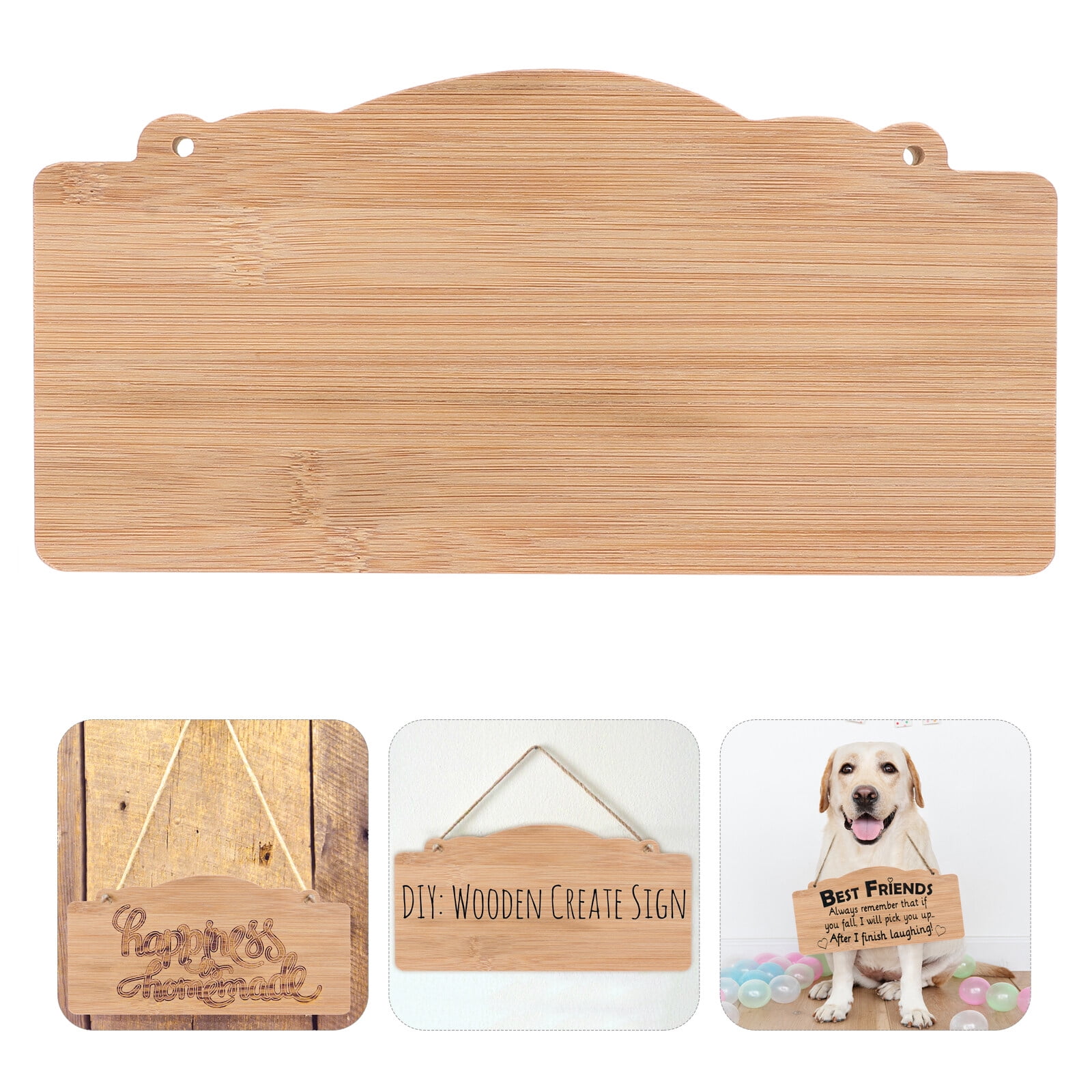 2pcs Unfinished Hanging Wooden Plaque Sign Blank Wooden Slices Banners ...