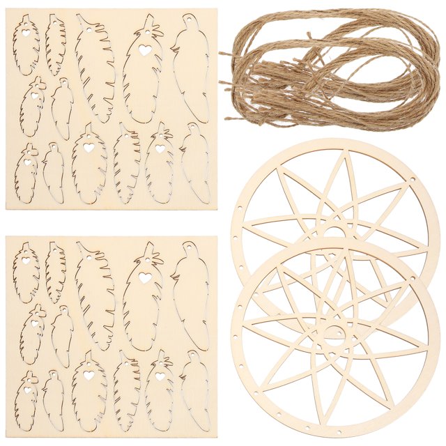 2pcs Unfinished Wood Dream Catcher DIY Assembled Pendant for Home
