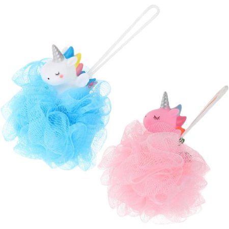2pcs Unicorn Bath Ball Bath Scrubber for Body Bathtub Accessories Body Powder Puff Scrub Sponge Cleaning Sponge Loofah Sponge Shower Cartoon Shower Balls Unicorns Body Shower Balls