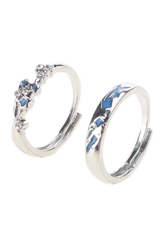 2pcs Unique Falling Star Rings Minimalist Star Shaped Rings Couple Finger Rings Jewelry for Dates and Daily Wear