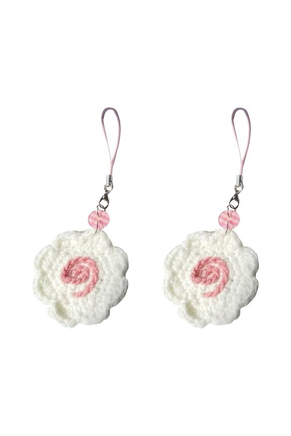 2pcs Unique Handcrafted Yarn Phone Chain Keyring Eye Catching Travel Bag Accessory for Fashion Forward Individuals