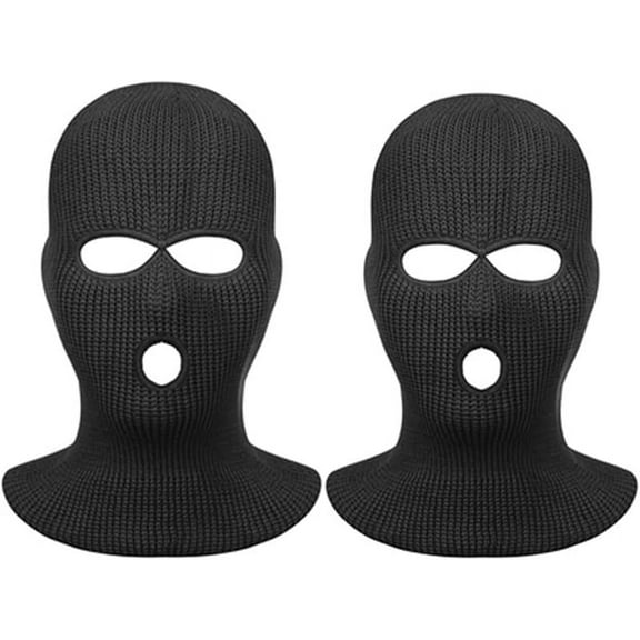 2pcs Unisex Knitted Three-Hole Balaclava Hat for Winter Outdoor Skiing with Funny Car Seat Head Cover