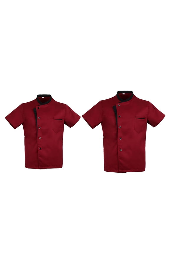 2pcs Unisex Men's Chef Jacket Women's Baker Jacket Jacket Short-sleeved Uniform Chef Jackets