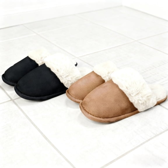 2pcs Unisex memory foam plush slippers, plush indoor and outdoor anti-slip thin-soled winter house shoes