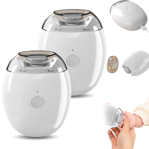 2pcs Universal Automatic Fingernail Grinder, Electric Nail Clipper with LED Light & 3 Speeds, Auto Fingernail Cutter and Polishing Trimmer