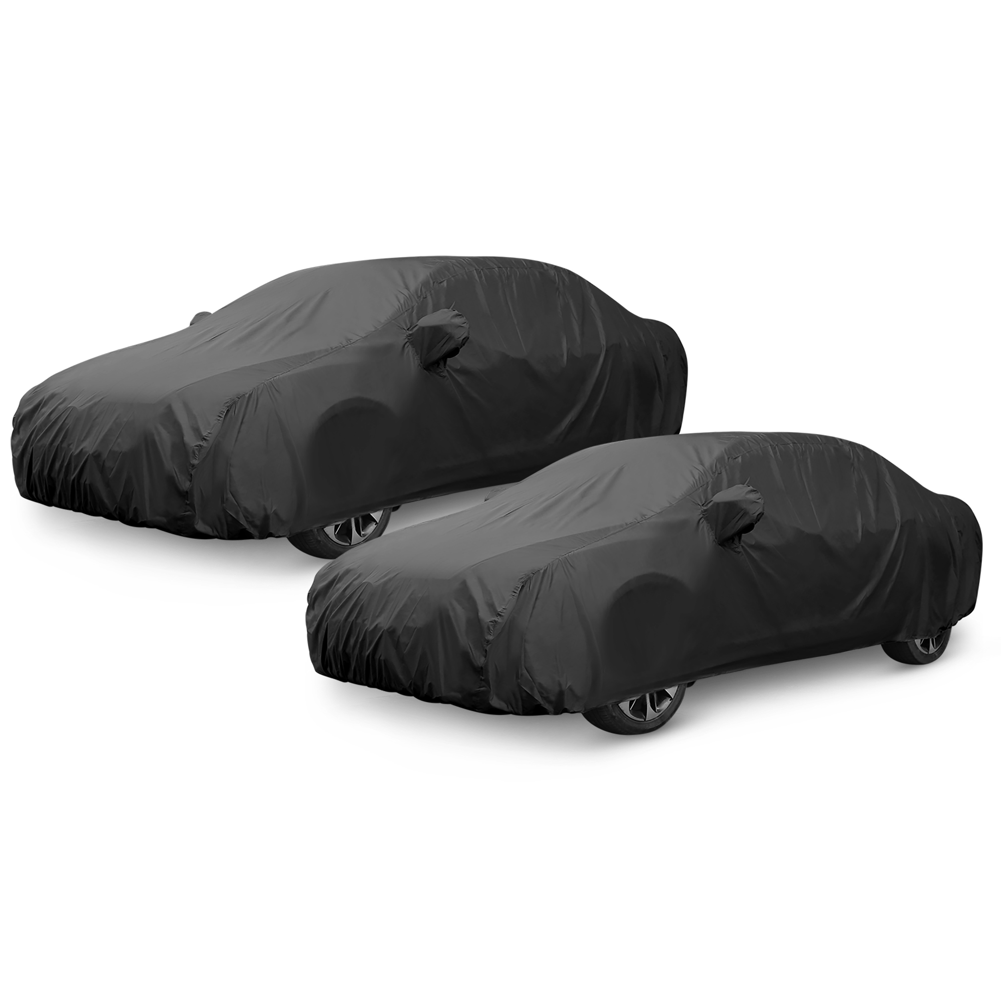 2pcs Universal Black Breathable Waterproof Car Cover w Mirror Pocket 3XXL 530cm