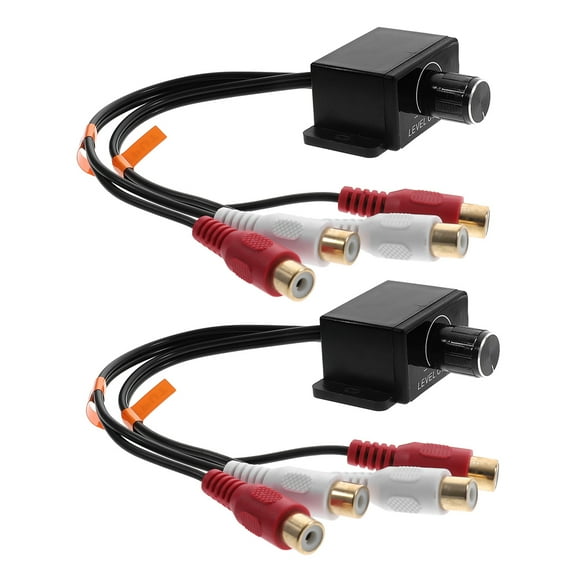 2pcs Universal Car Amplifier RCA Level Controller with Bass Knob Volume Control for Car Audio Motorcycle Home Theater 2 RCA Inputs Outputs