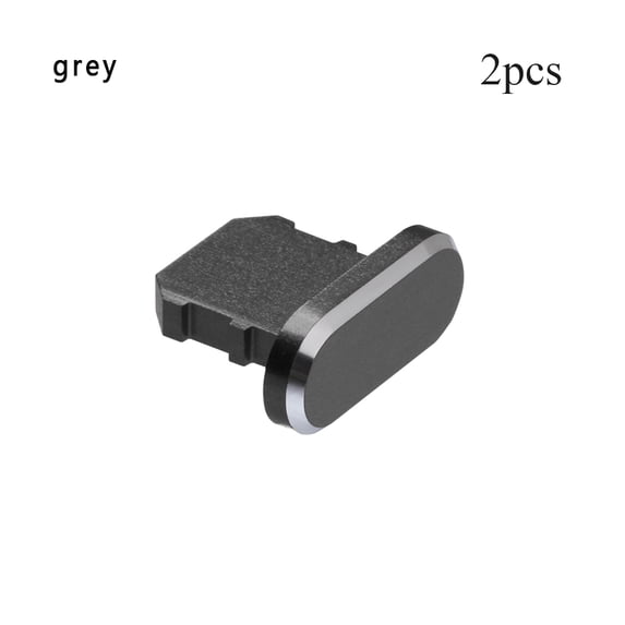 2pcs Universal Dustproof Cover Aluminium Alloy Dock Port Cap Anti Dust Plug Metal Stopper GREY