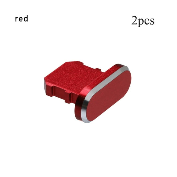 2pcs Universal Dustproof Cover Aluminium Alloy Dock Port Cap Anti Dust Plug Metal Stopper RED