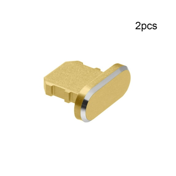 2pcs Universal Dustproof Cover Aluminium Alloy Dock Port Cap Anti Dust Plug Metal Stopper YELLOW
