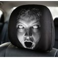 thumbnail image 1 of 2pcs Universal Elastic Car Headrest Cover Set Scary Halloween Print for SUV Truck Interior Decor Protection, 1 of 9