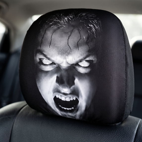 2pcs Universal Elastic Car Headrest Cover Set Scary Halloween Print for SUV Truck Interior Decor Protection