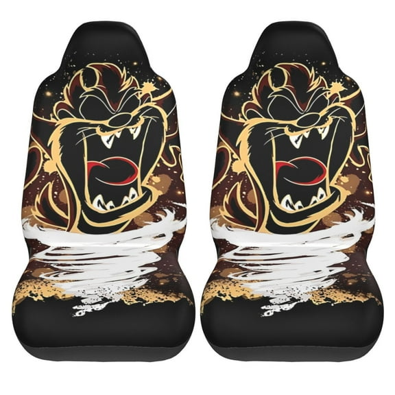 2pcs Universal Fit Car Seat Covers, Taz Mania Print Car Seat Cover For Front Seat Cushion Protectors Two Pcs Auto Accessories Bucket Seat Covers