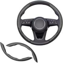 2pcs Universal Fit Carbon Fiber Steering Wheel Cover, Anti-Skid Steering Wheel Cover/Segmented Steering Wheel Protector/Car Interior Accessories (Bright Black)