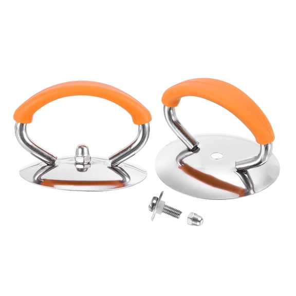 2pcs Universal Pot Lid Top Knob, Heat Resistant Holding Handles Knob Grip with Orange Non-Slip Washer, Silver Tone