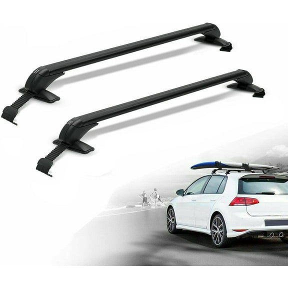 2pcs Universal Rooftop Cross Bar Car Top Roof Rack Cross Bar Luggage Carrier Aluminum w/Lock 43.3in