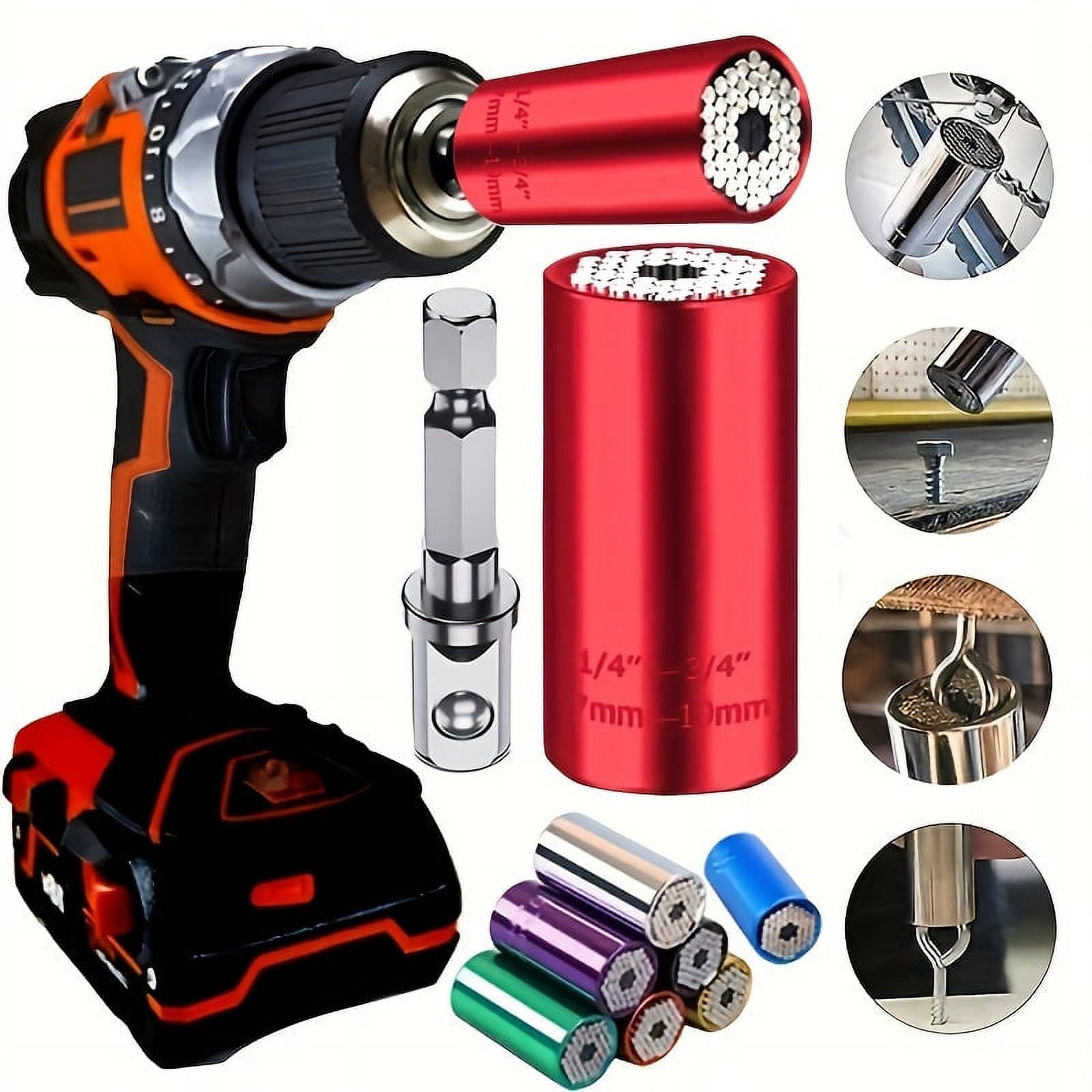 2pcs Universal Socket Wrench 7 19mm Professional Sockets Portable Tools Set Hand Multi function Wrench Repair Kit With Power Drill Ratchet Wrench