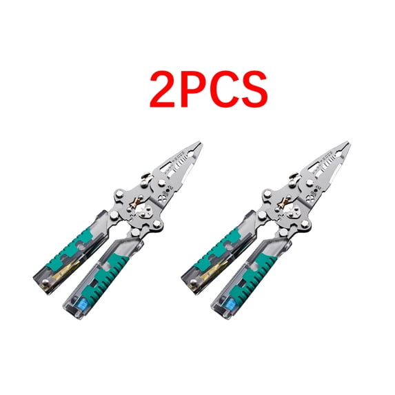 2pcs Upgraded 20-in-1 Multi-Function Electrician's Pliers - Folding Stylus Screwdriver & Wire Stripper, All-in-One Hand Tool for Various Repairs, Durable & Compact Electrical Pliers, 8.46in, Green