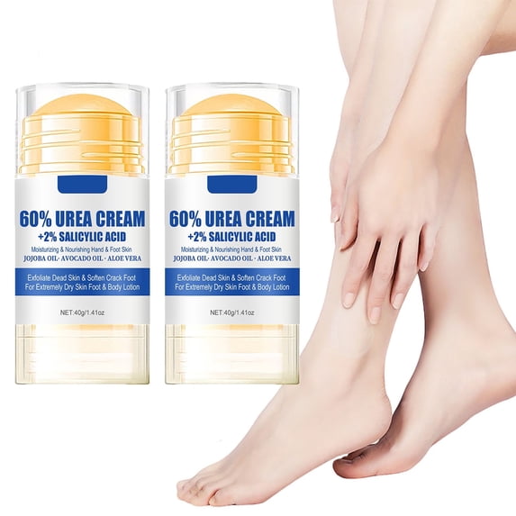 2pcs Urea Cream 60% plus 2% Salicylic Acid, Urea Cream 60 Percent for Feet Maximum Strength, 60% Urea Cream for Dry Cracked Heels and Feet, Callus Remover, Urea Cream for Feet, Hands, Knees