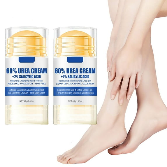 2pcs Urea Cream 60% plus 2% Salicylic Acid, Urea Cream 60 Percent for Feet Maximum Strength, 60% Urea Cream for Dry Cracked Heels and Feet, Callus Remover, Urea Cream for Feet, Hands, Knees