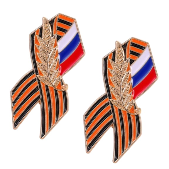 2pcs User Friendly Lapel Pin Retro Russian Style Brooch with Secure Pin Design