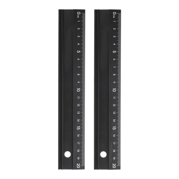 2pcs Uxcell Cutting Ruler 20cm Metric Aluminum Alloy Straight Ruler Non-Slip Rulers