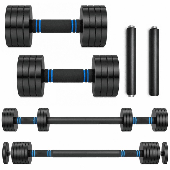 ARVIVO 20lb V2.0 Adjustable Steel Dumbbells Set of 2, 2-in-1 Dumbbell Barbell Set,5-20lb Each&40lb Total for Home GYM Workout Black
