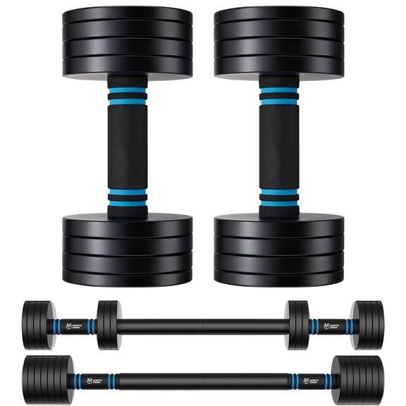 ARVIVO 2pcs V2.0 Upgraded Adjustable Steel Dumbbells 2-in-1 Dumbbell Barbell Set for Home GYM Workout 20lbs Black