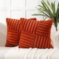 thumbnail image 1 of 2pcs Valentine's Day Couch Decorative Throw Pillow Covers Fluffy Throw Pillows Faux Fur Plush Soft Fluffy Velvet Cushion Case Cozy Fuzzy Striped Pillowcase Home Decor for Bed Sofa Living Room-Rust, 1 of 5