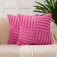 thumbnail image 1 of 2pcs Valentine's Day Couch Decorative Throw Pillow Covers Fluffy Throw Pillows Faux Fur Plush Soft Fluffy Velvet Cushion Case Cozy Fuzzy Striped Pillowcase Home Decor for Bed Sofa Living Room-HotPink, 1 of 6