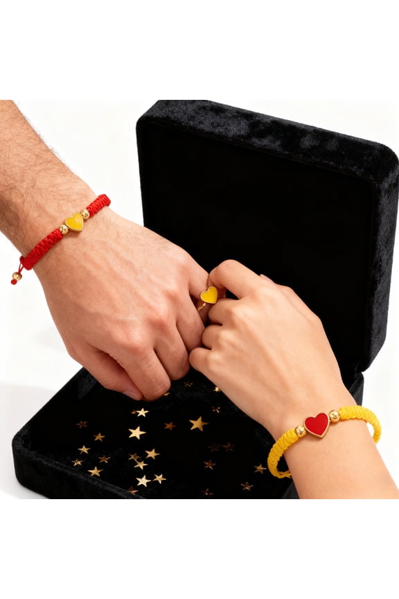 2pcs Valentine's Day Heart Couple Bracelets - Simple Braided Adjustable Hand Ropes, Romantic Matching Jewelry, Durable Friendship Bracelets, Perfect Festive Gift for Lovers & Couples, D