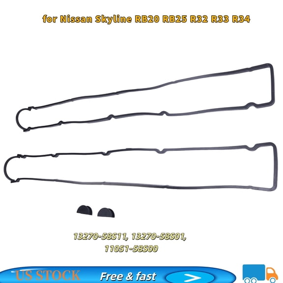 2pcs Valve Cover Gasket Set for Nissan Skyline RB20 RB25 R32 R33 R34 Replaces 13270-58S11, 13270-58S01, 11051-58S00
