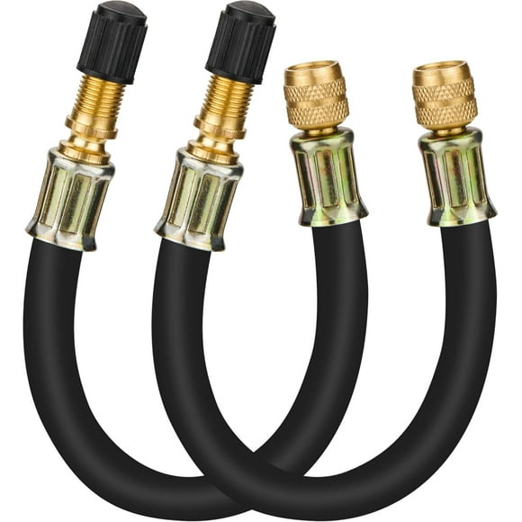 2pcs Valve Stem Extenders, 8.25 Inch Flexible Schrader Tire Valve Stem Extension Compatible for Harleys, RV, Stroller, Bicycles, Motorcycles and Portable Air Compressor